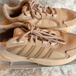 Adidas Tan Sneakers with Stripes